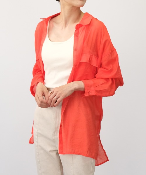 ＡＮＤＪ（アンドジェイ）の「【2022/AW】シアーBIGシャツ（シャツ/ブラウス・レディース・ブルー/ブラウン/オフホワイト/ブラック/レッド/ピンク系その他・M）」の6枚目の写真