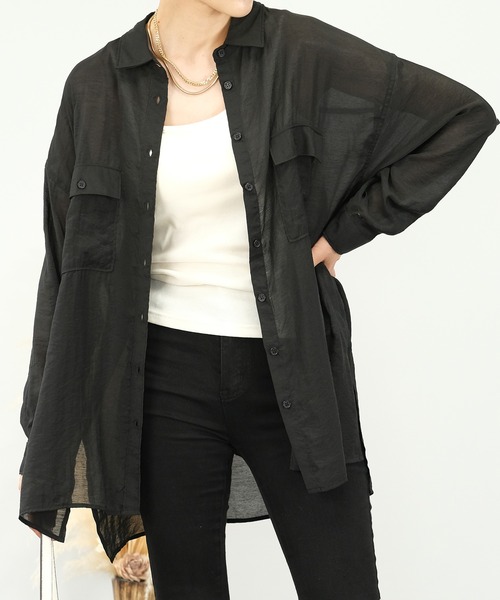 ＡＮＤＪ（アンドジェイ）の「【2022/AW】シアーBIGシャツ（シャツ/ブラウス・レディース・ブルー/ブラウン/オフホワイト/ブラック/レッド/ピンク系その他・M）」の3枚目の写真