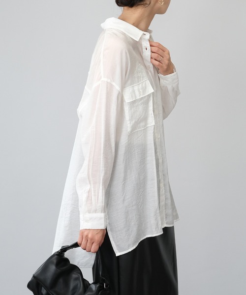 ＡＮＤＪ（アンドジェイ）の「【2022/AW】シアーBIGシャツ（シャツ/ブラウス・レディース・ブルー/ブラウン/オフホワイト/ブラック/レッド/ピンク系その他・M）」の14枚目の写真