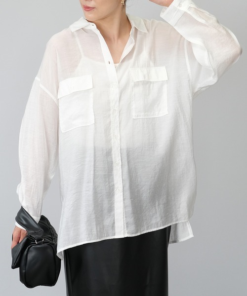 ＡＮＤＪ（アンドジェイ）の「【2022/AW】シアーBIGシャツ（シャツ/ブラウス・レディース・ブルー/ブラウン/オフホワイト/ブラック/レッド/ピンク系その他・M）」の15枚目の写真