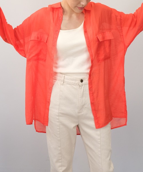 ＡＮＤＪ（アンドジェイ）の「【2022/AW】シアーBIGシャツ（シャツ/ブラウス・レディース・ブルー/ブラウン/オフホワイト/ブラック/レッド/ピンク系その他・M）」の8枚目の写真