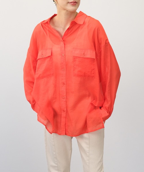 ＡＮＤＪ（アンドジェイ）の「【2022/AW】シアーBIGシャツ（シャツ/ブラウス・レディース・ブルー/ブラウン/オフホワイト/ブラック/レッド/ピンク系その他・M）」の10枚目の写真