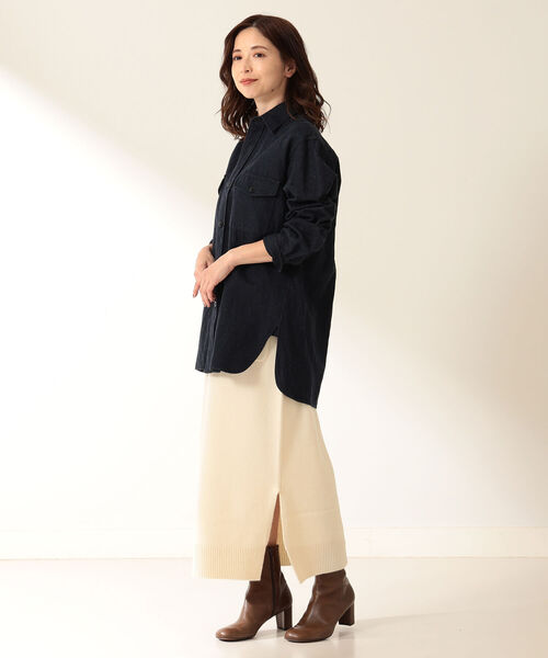 Demi-Luxe BEAMS（デミルクス ビームス）の「Demi-Luxe BEAMS / ウールカシミヤ ニットスカート（スカート・レディース・チャコールグレー/オフホワイト・38/36）」の3枚目の写真