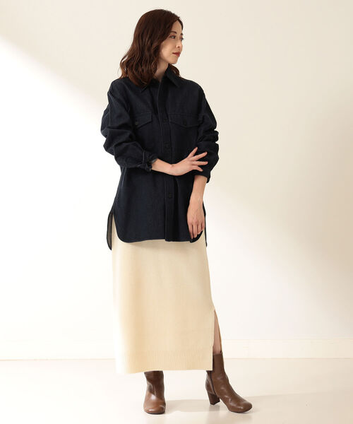 Demi-Luxe BEAMS（デミルクス ビームス）の「Demi-Luxe BEAMS / ウールカシミヤ ニットスカート（スカート・レディース・チャコールグレー/オフホワイト・38/36）」の4枚目の写真