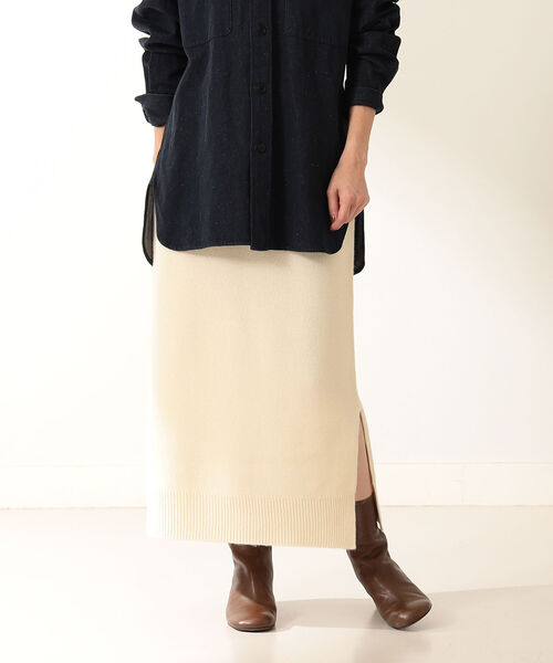 Demi-Luxe BEAMS（デミルクス ビームス）の「Demi-Luxe BEAMS / ウールカシミヤ ニットスカート（スカート・レディース・チャコールグレー/オフホワイト・38/36）」の6枚目の写真