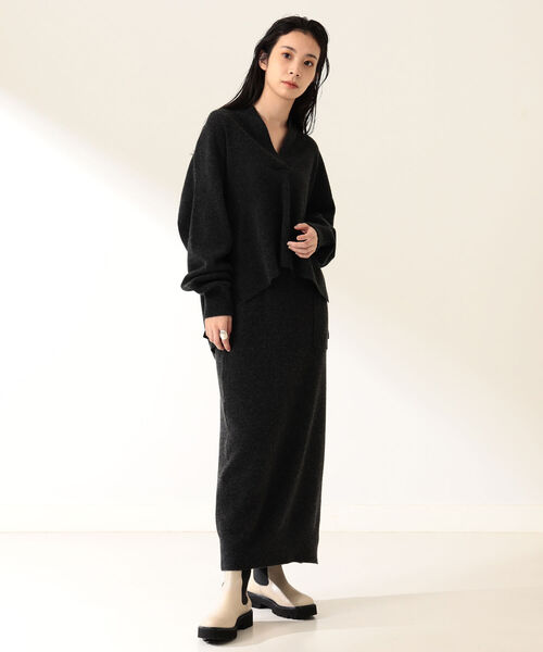 Demi-Luxe BEAMS（デミルクス ビームス）の「Demi-Luxe BEAMS / ウールカシミヤ ニットスカート（スカート・レディース・チャコールグレー/オフホワイト・38/36）」の7枚目の写真
