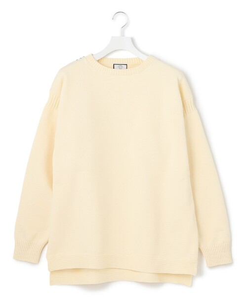 J.PRESS YORK STREET(ジェイプレスヨークストリート)の「【UNISEX】ガンジーニット(ニット/セーター・メンズ・アイボリー系/ブラック系/ベージュ系・LARGE/MEDIUM/SMALL)」の2枚目の写真