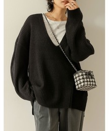 Re:EDIT | [神山まりあさん着用]畦編み深Vネックニットトップス(ニット/セーター)