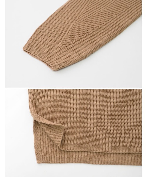 Re:EDIT（リエディ）の「畦編み深Vネックニットトップス（ニット/セーター・レディース・グレー/グリーン/パープル/モカ/アイボリー/ベージュ/ブラック・MEDIUM/LARGE）」の21枚目の写真