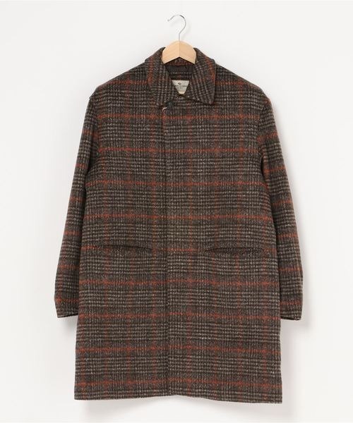 Sakka(サッカ)の「ウール先染めステンコート(ステンカラーコート・メンズ・ダークブラウン/ブラウン・LARGE/MEDIUM)」の2枚目の写真