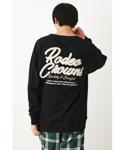 RODEO CROWNS WIDE BOWL（ロデオクラウンズワイドボウル）の「メンズコーデュロイアップリケスウェットトップス（スウェット・メンズ・ダークグリーン/ブラック/アイボリー・LARGE/MEDIUM）」の4枚目の写真