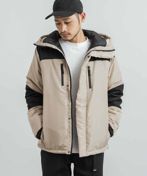 Rocky Monroe(ロッキーモンロー)の「オーバーサイズ 配色切り替え中綿ジャケット ビッグシルエット(ブルゾン・メンズ・ベージュ/ネイビー/ブラック/レッド・M/L/XL)」の10枚目の写真