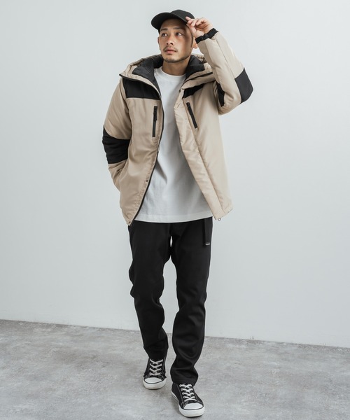 Rocky Monroe(ロッキーモンロー)の「オーバーサイズ 配色切り替え中綿ジャケット ビッグシルエット(ブルゾン・メンズ・ベージュ/ネイビー/ブラック/レッド・M/L/XL)」の14枚目の写真