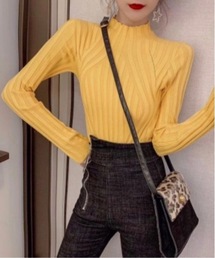 【OKUOKU　0909】リブ　モックネック　ニット　oku-tops-684699070660-15