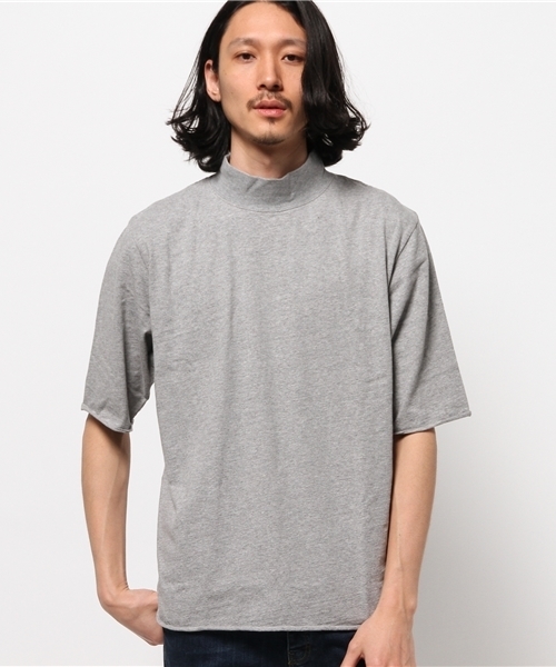 CIAOPANIC（チャオパニック）の「【Ciaopanic】リサイクル天竺モックネック5分袖（Tシャツ/カットソー・メンズ・ネイビー/ブラック/ホワイト/グレー・MEDIUM/LARGE）」の3枚目の写真