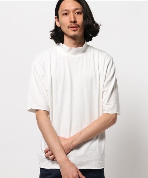 CIAOPANIC（チャオパニック）の「【Ciaopanic】リサイクル天竺モックネック5分袖（Tシャツ/カットソー・メンズ・ネイビー/ブラック/ホワイト/グレー・MEDIUM/LARGE）」の2枚目の写真