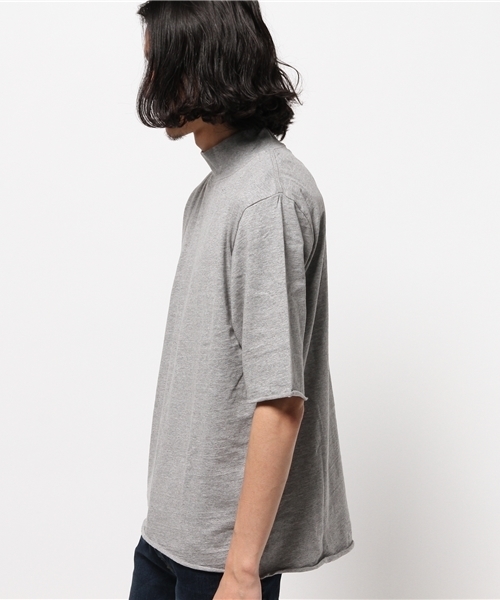 CIAOPANIC（チャオパニック）の「【Ciaopanic】リサイクル天竺モックネック5分袖（Tシャツ/カットソー・メンズ・ネイビー/ブラック/ホワイト/グレー・MEDIUM/LARGE）」の7枚目の写真