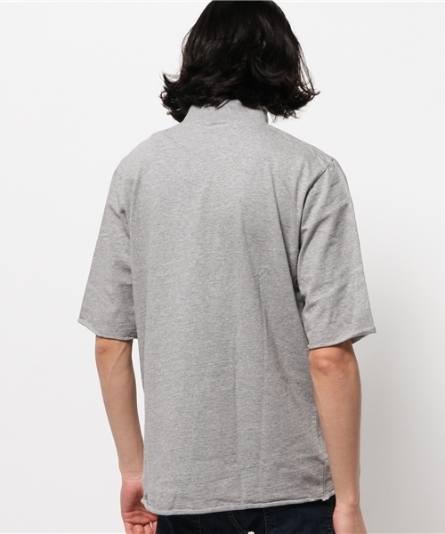 CIAOPANIC（チャオパニック）の「【Ciaopanic】リサイクル天竺モックネック5分袖（Tシャツ/カットソー・メンズ・ネイビー/ブラック/ホワイト/グレー・MEDIUM/LARGE）」の8枚目の写真