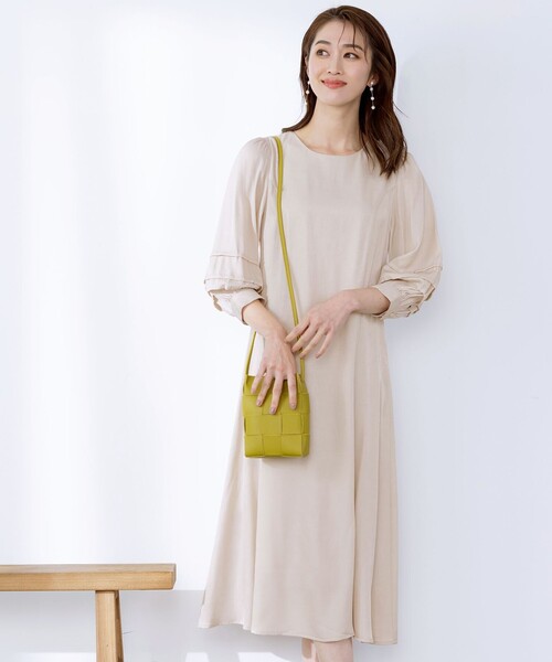 【セール】【洗える】ナローフレアパフスリーブワンピース（ワンピース）｜Tiaclasse（ティアクラッセ）