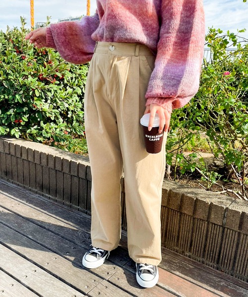 Birthday room（バースデイルーム）の「シンプルタックチノパンツ（チノパンツ・レディース・ベージュ/ブラック・FREE）」の8枚目の写真