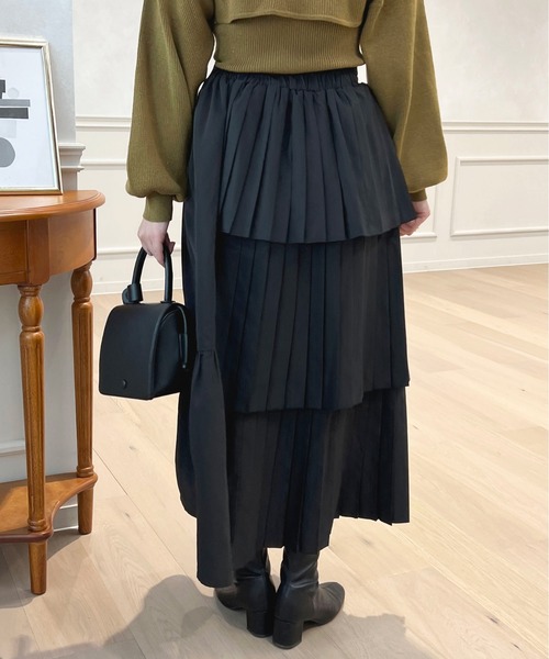 apres jour(アプレジュール)の「アシメレイヤードデザインスカート【ZOZOTOWN限定アイテム】(スカート・レディース・ブラック/グレイッシュベージュ・フリー/X-LARGE)」の6枚目の写真
