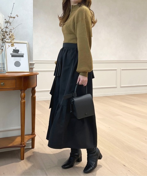 apres jour(アプレジュール)の「アシメレイヤードデザインスカート【ZOZOTOWN限定アイテム】(スカート・レディース・ブラック/グレイッシュベージュ・フリー/X-LARGE)」の5枚目の写真