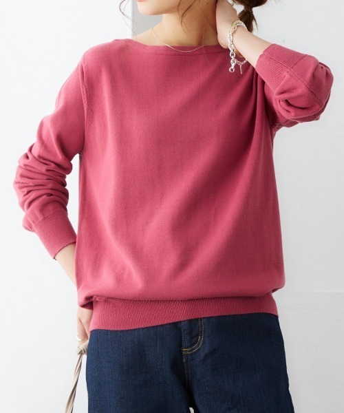 nissen（ニッセン）の「【販売終了】洗えるＵＶカット綿１００％ボートネックニット（ニット/セーター・レディース・オフホワイト/ライトベージュ/杢グレー/ブラック/ピンク系/ラベンダー/ブルー/グリーン・L/M/LL/S）」の8枚目の写真