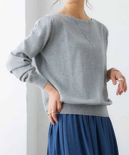 nissen（ニッセン）の「【販売終了】洗えるＵＶカット綿１００％ボートネックニット（ニット/セーター・レディース・オフホワイト/ライトベージュ/杢グレー/ブラック/ピンク系/ラベンダー/ブルー/グリーン・L/M/LL/S）」の9枚目の写真