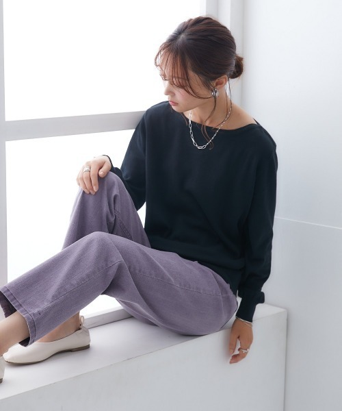 nissen（ニッセン）の「【販売終了】洗えるＵＶカット綿１００％ボートネックニット（ニット/セーター・レディース・オフホワイト/ライトベージュ/杢グレー/ブラック/ピンク系/ラベンダー/ブルー/グリーン・L/M/LL/S）」の16枚目の写真