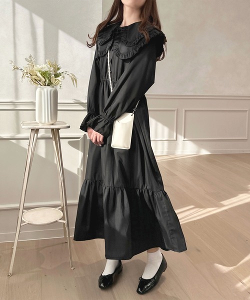 apres jour(アプレジュール)の「フリル襟ワンピース【ZOZOTOWN限定アイテム】(ワンピース・レディース・ブラック/オフホワイト/ピンクベージュ・X-LARGE/フリー)」の9枚目の写真