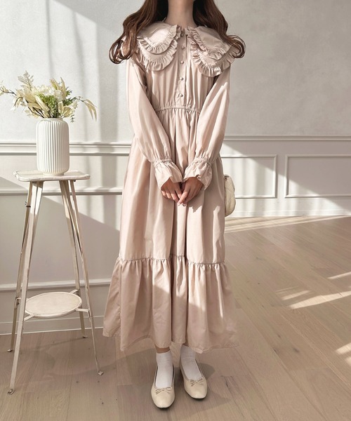 apres jour(アプレジュール)の「フリル襟ワンピース【ZOZOTOWN限定アイテム】(ワンピース・レディース・ブラック/オフホワイト/ピンクベージュ・X-LARGE/フリー)」の10枚目の写真