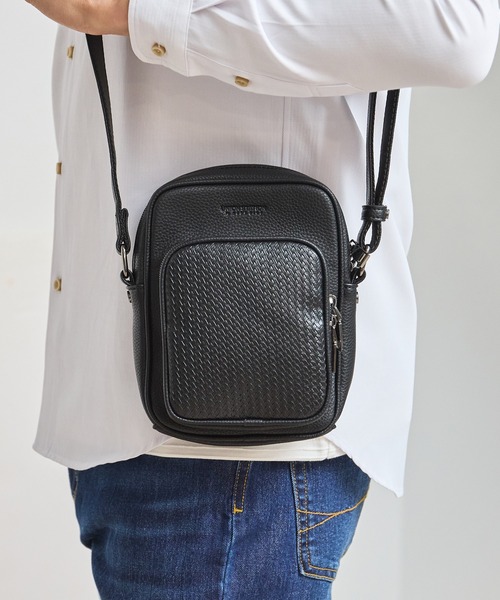 UNION STATION（ユニオンステーション）の「シンセティックレザー型押しミニショルダーバッグ（ショルダーバッグ・メンズ・ブラック系その他/ブラック・FREE）」の5枚目の写真