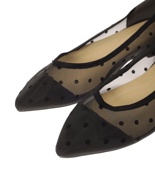Edit Sheen（エディットシーン）の「ドットシアーフラットシューズ（パンプス・レディース・ブラック・22.5cm/23.0cm/23.5cm/24.0cm/24.5cm）」の2枚目の写真