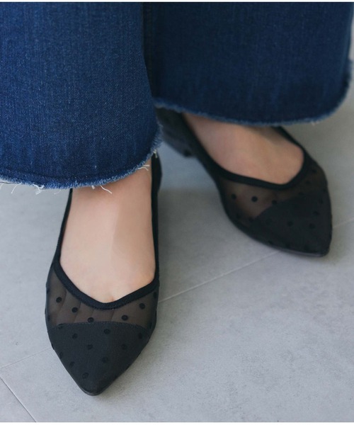 Edit Sheen（エディットシーン）の「ドットシアーフラットシューズ（パンプス・レディース・ブラック・22.5cm/23.0cm/23.5cm/24.0cm/24.5cm）」の9枚目の写真