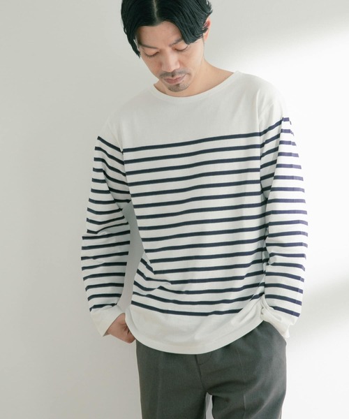 ITEMS URBANRESEARCH（アイテムズ アーバンリサーチ）の「パネルボーダー天竺ロングスリーブバスクシャツ（Tシャツ/カットソー・メンズ・ブラック/ネイビー/グリーン・MEDIUM/LARGE）」の3枚目の写真