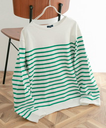 パネルボーダー天竺ロングスリーブバスクシャツ