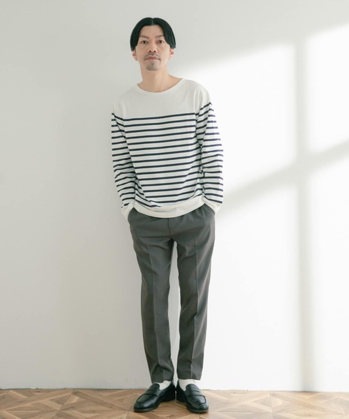 ITEMS URBANRESEARCH（アイテムズ アーバンリサーチ）の「パネルボーダー天竺ロングスリーブバスクシャツ（Tシャツ/カットソー・メンズ・ブラック/ネイビー/グリーン・MEDIUM/LARGE）」の22枚目の写真