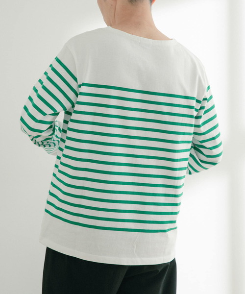 ITEMS URBANRESEARCH（アイテムズ アーバンリサーチ）の「パネルボーダー天竺ロングスリーブバスクシャツ（Tシャツ/カットソー・メンズ・ブラック/ネイビー/グリーン・MEDIUM/LARGE）」の15枚目の写真