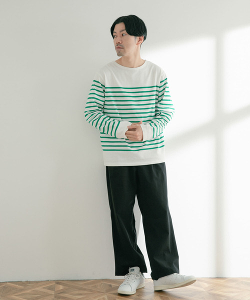 ITEMS URBANRESEARCH（アイテムズ アーバンリサーチ）の「パネルボーダー天竺ロングスリーブバスクシャツ（Tシャツ/カットソー・メンズ・ブラック/ネイビー/グリーン・MEDIUM/LARGE）」の19枚目の写真