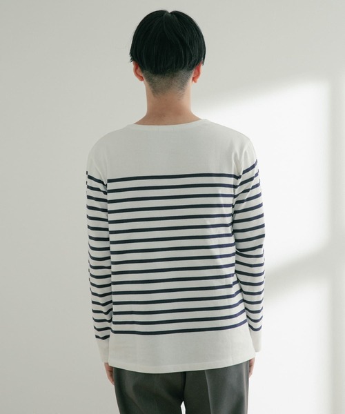 ITEMS URBANRESEARCH（アイテムズ アーバンリサーチ）の「パネルボーダー天竺ロングスリーブバスクシャツ（Tシャツ/カットソー・メンズ・ブラック/ネイビー/グリーン・MEDIUM/LARGE）」の6枚目の写真