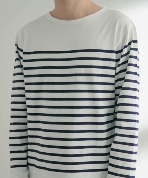 ITEMS URBANRESEARCH（アイテムズ アーバンリサーチ）の「パネルボーダー天竺ロングスリーブバスクシャツ（Tシャツ/カットソー・メンズ・ブラック/ネイビー/グリーン・MEDIUM/LARGE）」の10枚目の写真