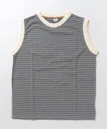 PAR ICI | タック柄マルチボーダー ノースリーブカットソー(Tシャツ/カットソー)