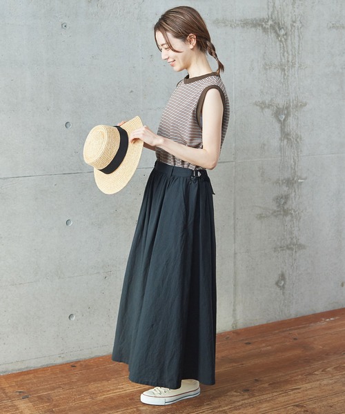 PAR ICI（パーリッシィ）の「タック柄マルチボーダー ノースリーブカットソー（Tシャツ/カットソー・レディース・ブラウン/ネイビー・FREE）」の12枚目の写真