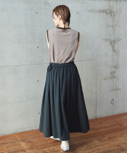 PAR ICI（パーリッシィ）の「タック柄マルチボーダー ノースリーブカットソー（Tシャツ/カットソー・レディース・ブラウン/ネイビー・FREE）」の13枚目の写真