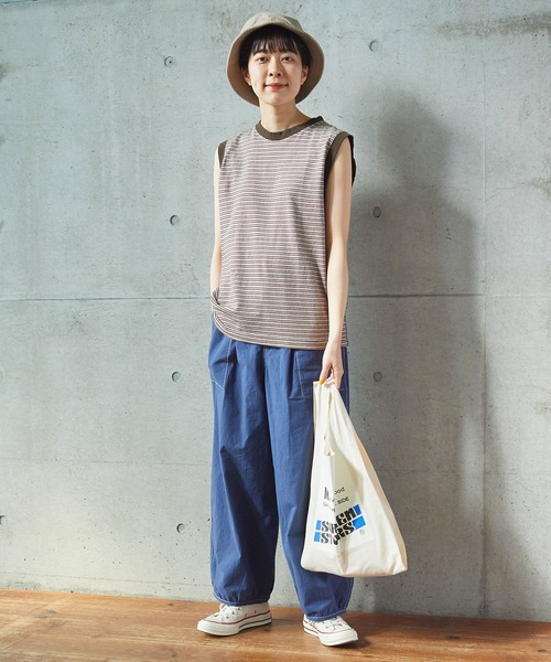 PAR ICI（パーリッシィ）の「タック柄マルチボーダー ノースリーブカットソー（Tシャツ/カットソー・レディース・ブラウン/ネイビー・FREE）」の18枚目の写真