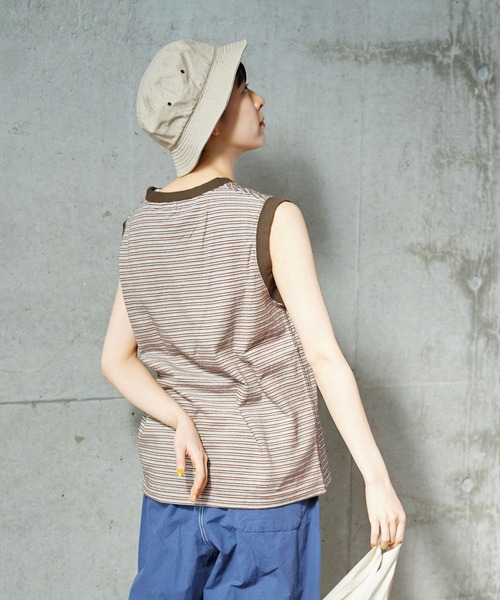 PAR ICI（パーリッシィ）の「タック柄マルチボーダー ノースリーブカットソー（Tシャツ/カットソー・レディース・ブラウン/ネイビー・FREE）」の17枚目の写真