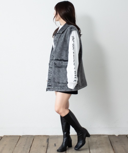 Salong hameu（サロン ハミュー）の「ビッグシルエット ケミカルウォッシュデニムベスト メンズ レディース（ベスト・メンズ・ブルー系その他/ブラック系その他・M/L）」の12枚目の写真