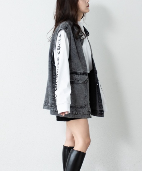 Salong hameu（サロン ハミュー）の「ビッグシルエット ケミカルウォッシュデニムベスト メンズ レディース（ベスト・メンズ・ブルー系その他/ブラック系その他・M/L）」の18枚目の写真