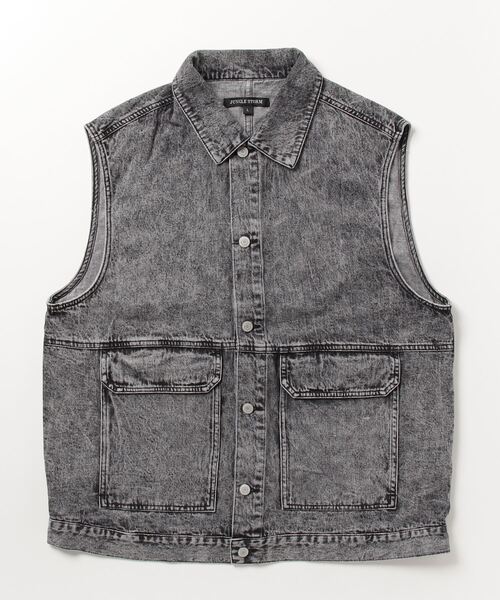 Salong hameu（サロン ハミュー）の「ビッグシルエット ケミカルウォッシュデニムベスト メンズ レディース（ベスト・メンズ・ブルー系その他/ブラック系その他・M/L）」の20枚目の写真