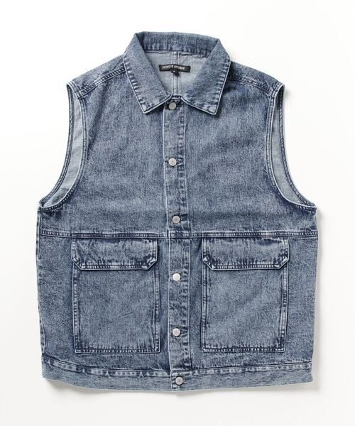 Salong hameu（サロン ハミュー）の「ビッグシルエット ケミカルウォッシュデニムベスト メンズ レディース（ベスト・メンズ・ブルー系その他/ブラック系その他・M/L）」の11枚目の写真